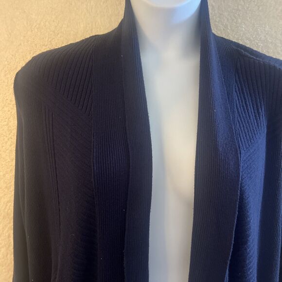 89th + Madison Gray Open Cardigan Sweater Size 1X navy blue - Picture 4 of 8
